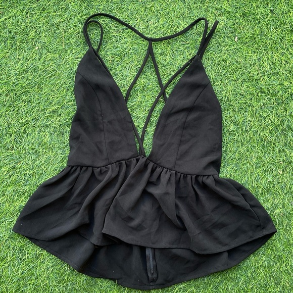 Urban Outfitters Cross Front Baby Doll Cami medium crop tank strappy summer - Picture 2 of 9